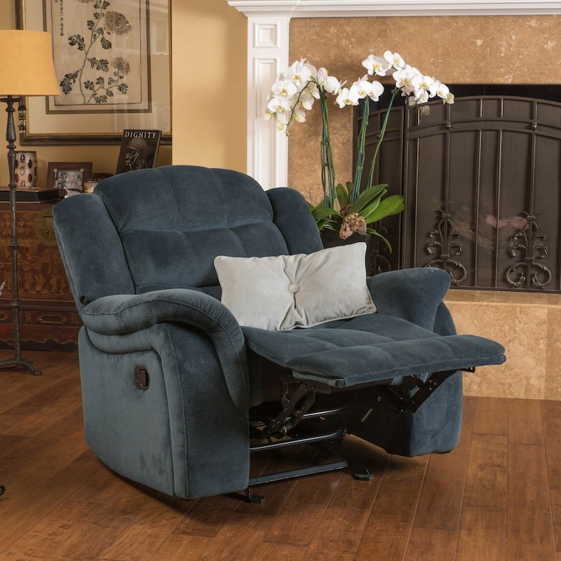 Classic Design, Steel Plush Fabric, Glider Recliner