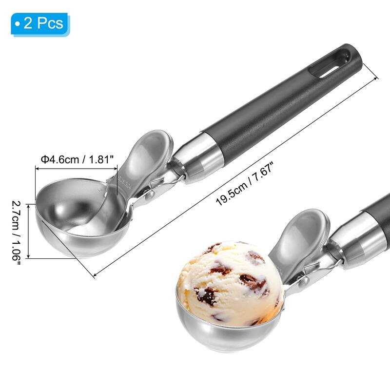 4 Ounce Ice Cream Scoop with Trigger, Portion Cookie Scoop - Black - 2Pcs