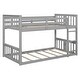 preview thumbnail 22 of 26, Twin Over Twin Floor Bunk Bed with Ladder, Solid Wood Bunk Bed Frame with Full-Length Guardrail, Detachable into 2 Separate Beds