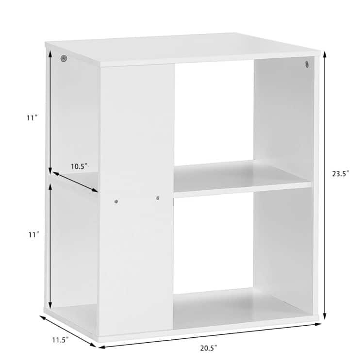 2-Tier Side End Table with Storage Shelves - 20.5" x 11.5" x 23.5" (L x W x H)