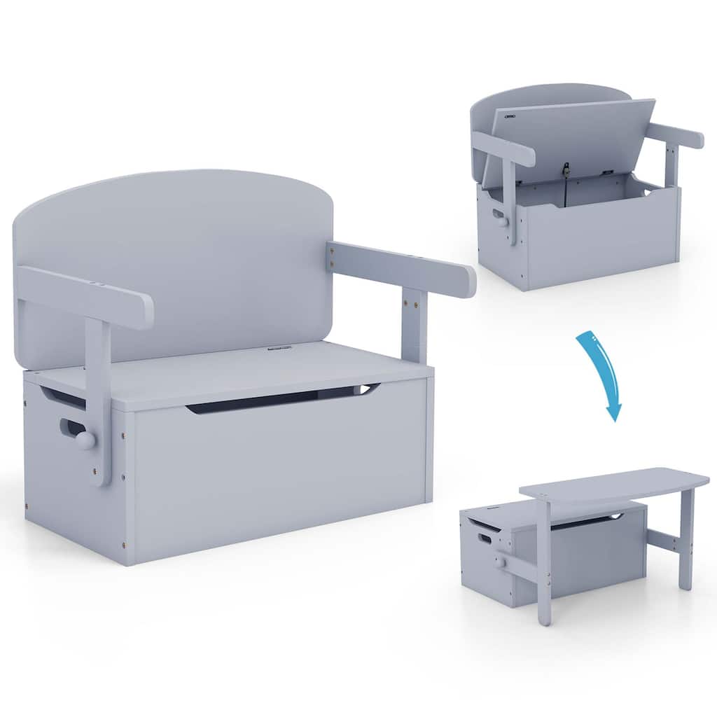 3-in-1 Kids Convertible Storage Bench Wood Activity Table & Chair Set
