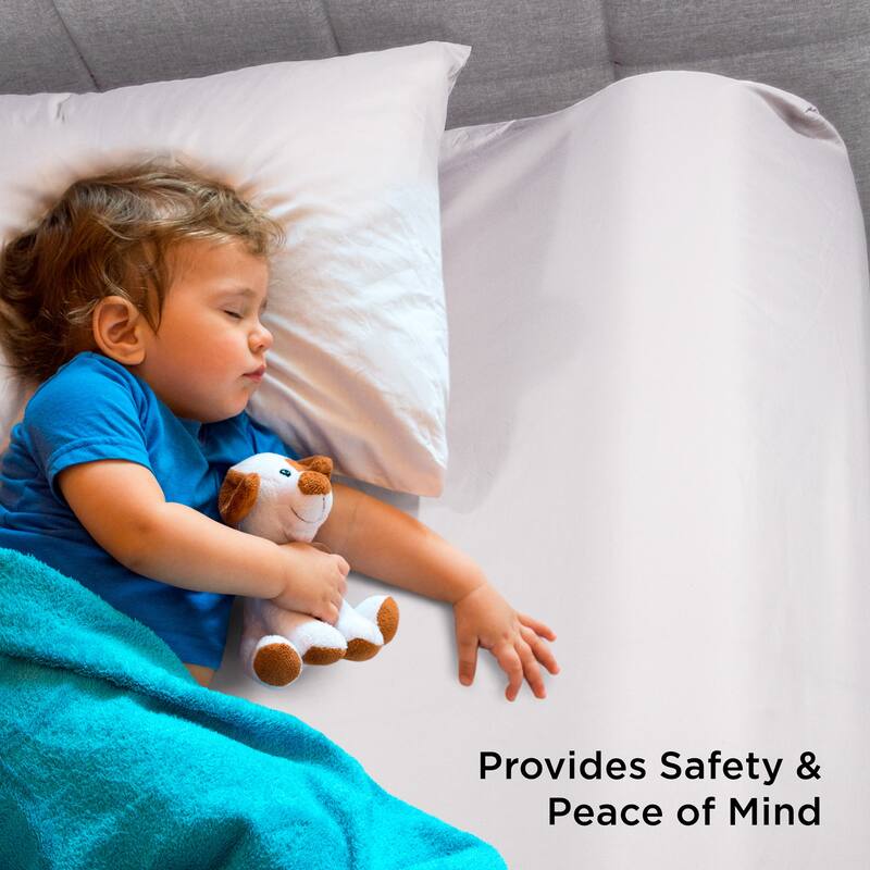 Toddler Bed Bumper - Mattress Barrier Cushion for Twin, Full, Queen, and King Beds - Washable Cover by Bluestone (White) - White
