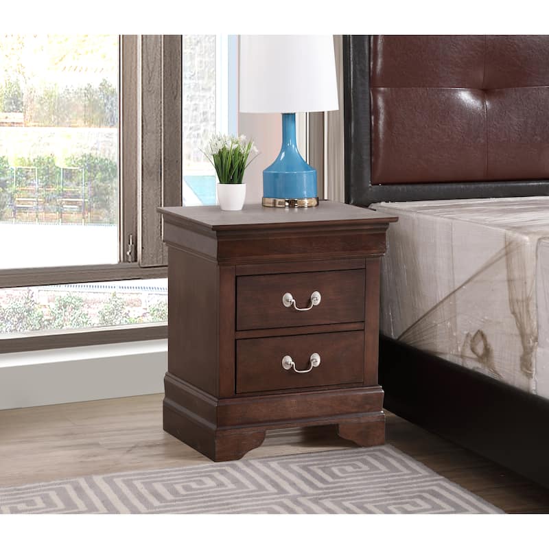 Traditional 21-in Metal Handholder 2-Drawer Wood Nightstand