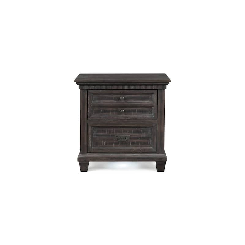 Smokey Gray Oak Nightstand with LED Underlight and Oil Rubbed Bronze Hardware