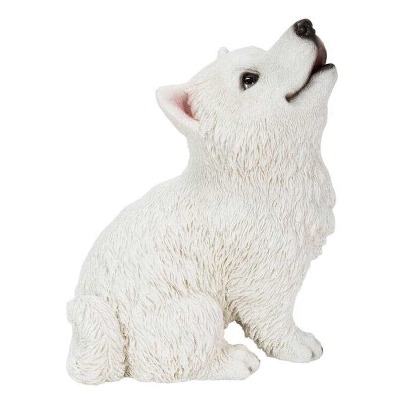 6.5" Howling American Eskimo Puppy Outdoor Garden Statue