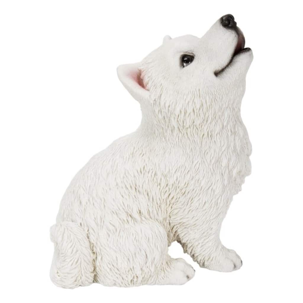 6.5" Howling American Eskimo Puppy Outdoor Garden Statue
