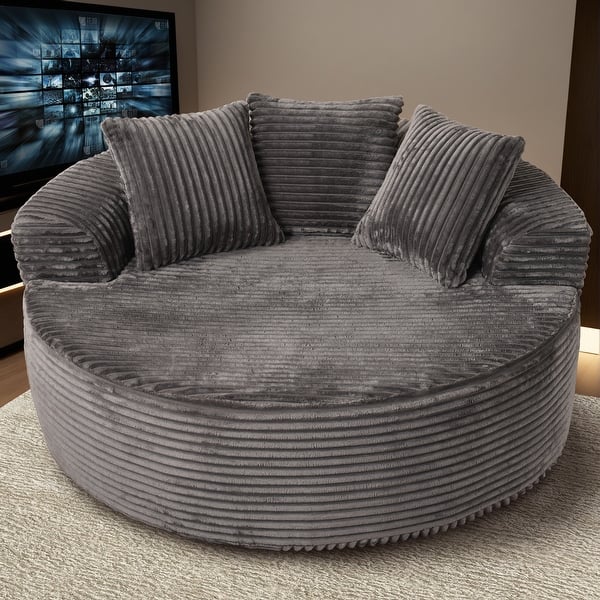 slide 2 of 45, XIZZI Modern Round Plush Lounge Sofa with Cushions