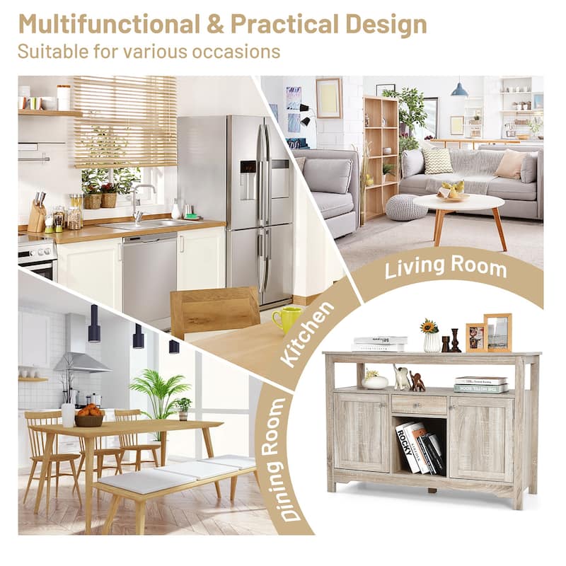 Kitchen Buffet Sideboard with Wine Rack Free Standing Storage Cabinet - See Details