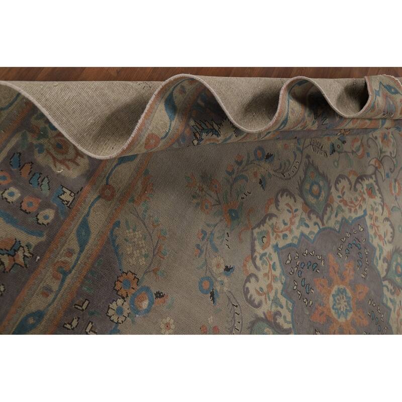 Tabriz Vintage Persian Area Rug Hand-Knotted Wool Carpet - 9'11" x 12'11"