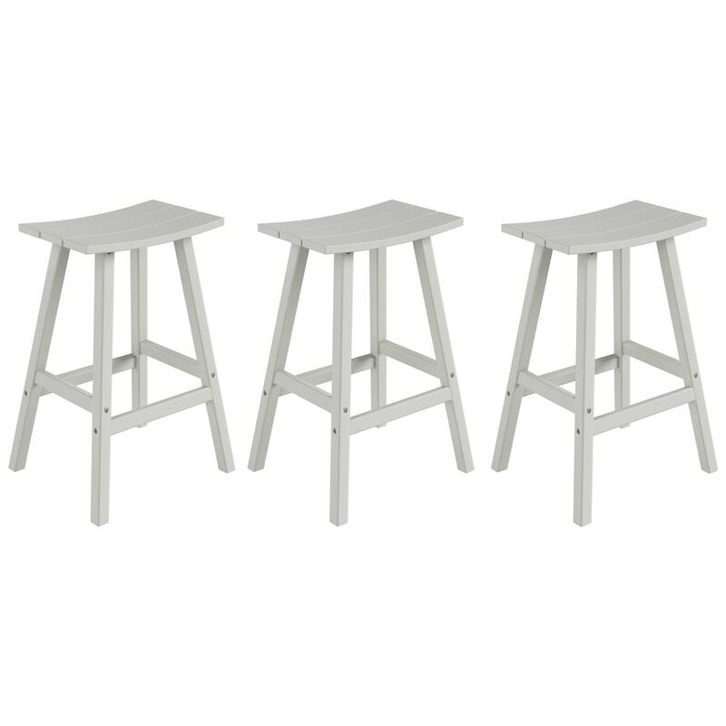 Laguna Hdpe All Weather Outdoor Patio 29" Saddle Seat Bar Stool (Set Of 3) - Sand