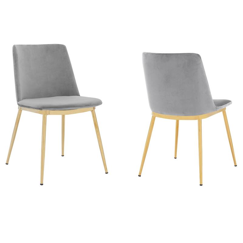 Messina Modern Velvet and Gold Metal Leg Dining Room Chairs - Set of 2