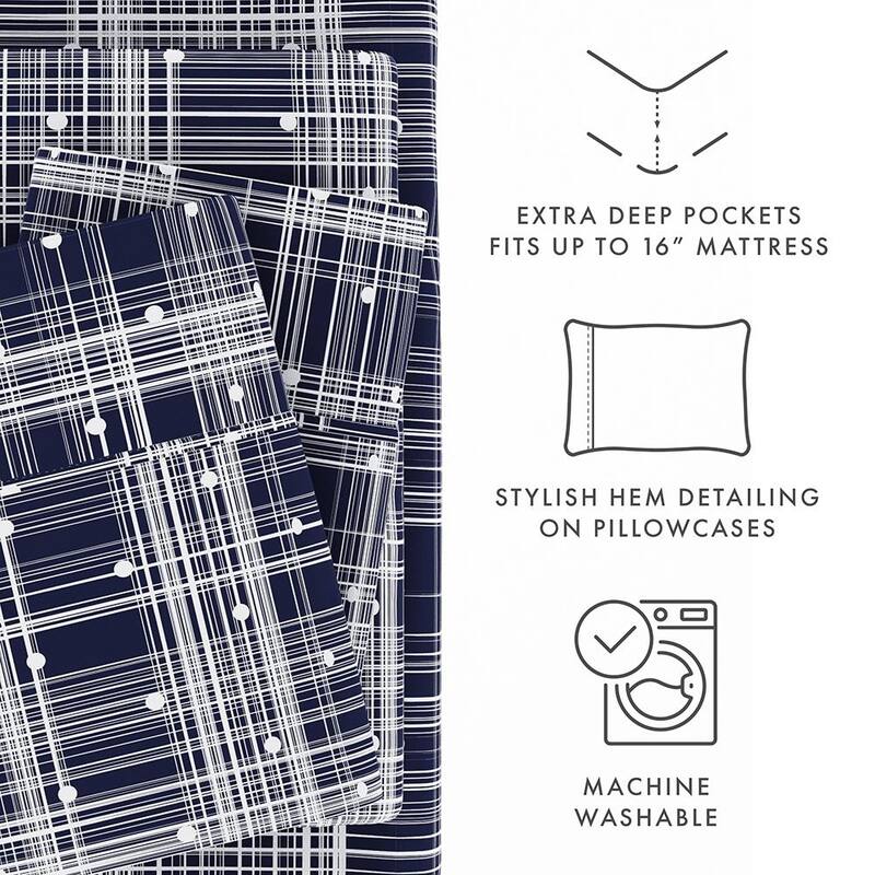 Becky Cameron 4-piece Deep Pocket Polka Dot Patterned Sheet Set