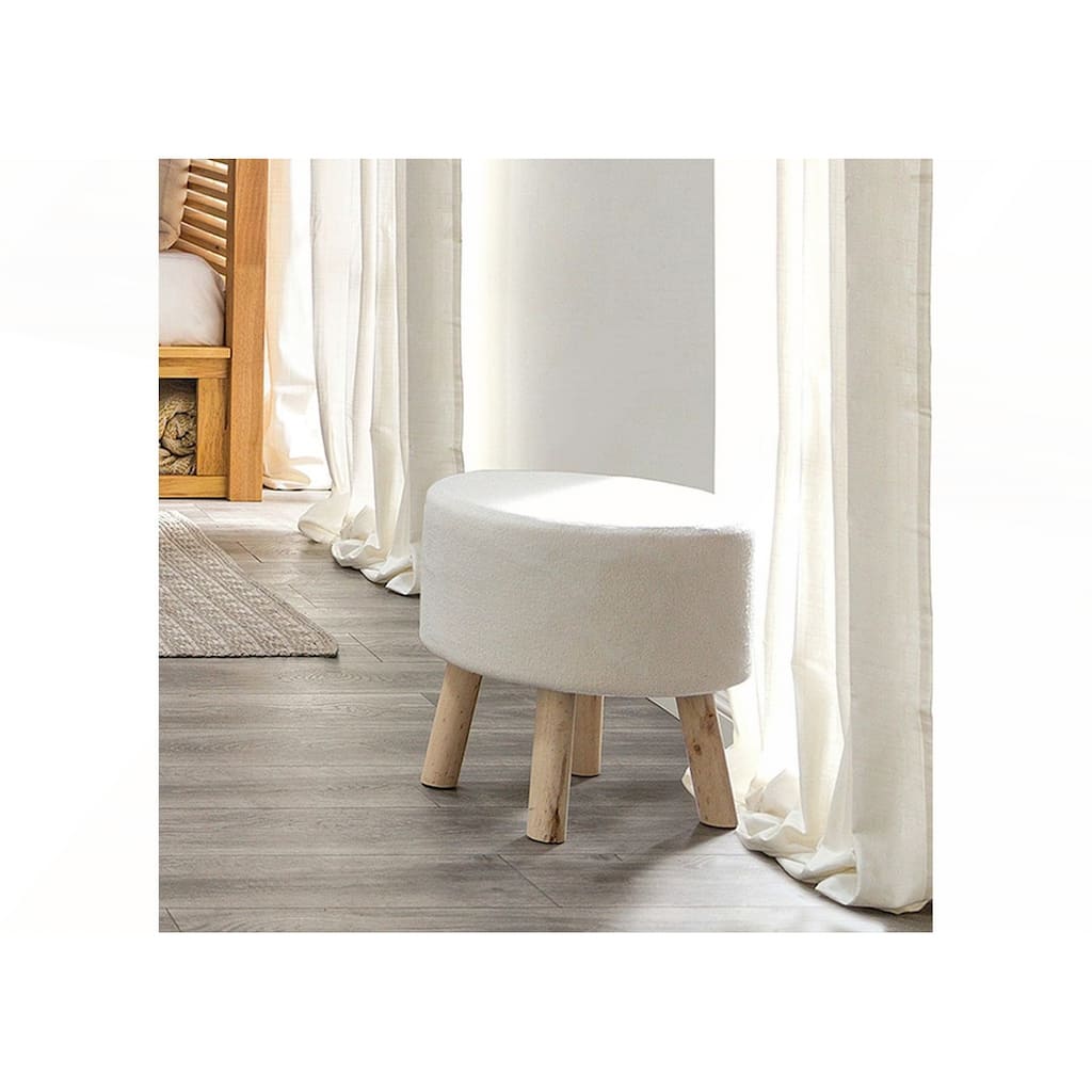 Contemporary Footstool Set of 2 with Angled Wooden Legs for Modern Living
