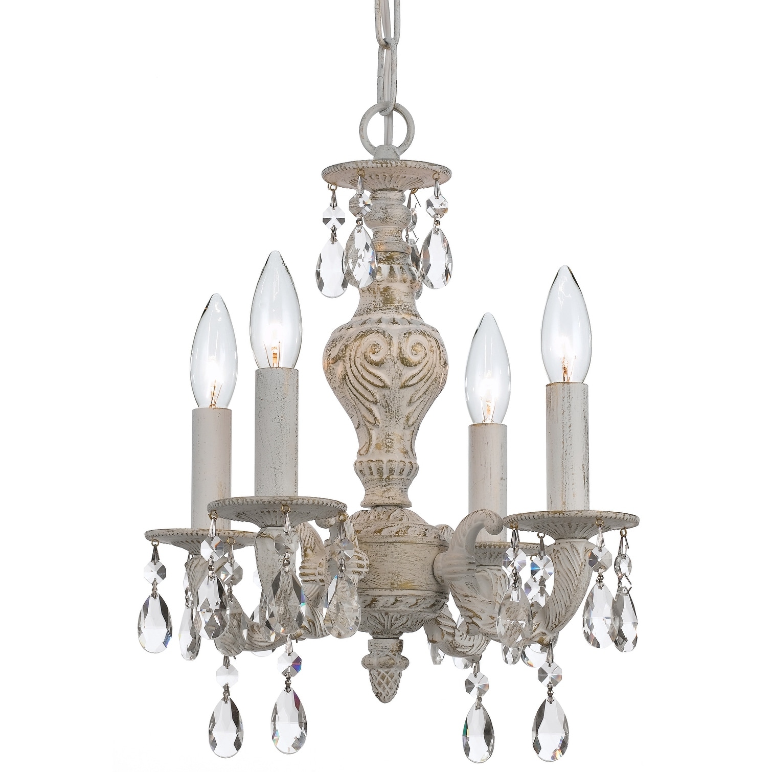 Paris Market 4 Light Clear Crystal White Mini Chandelier - 13.5'' W x 15'' H