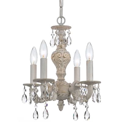 Paris Market 4 Light Spectra Crystal White Mini Chandelier - 13.5'' W x 15'' H