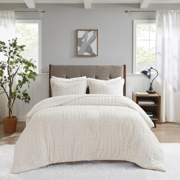 slide 2 of 8, Madison Park Polar Ivory Fur Down Alternative Comforter Set Full - Queen