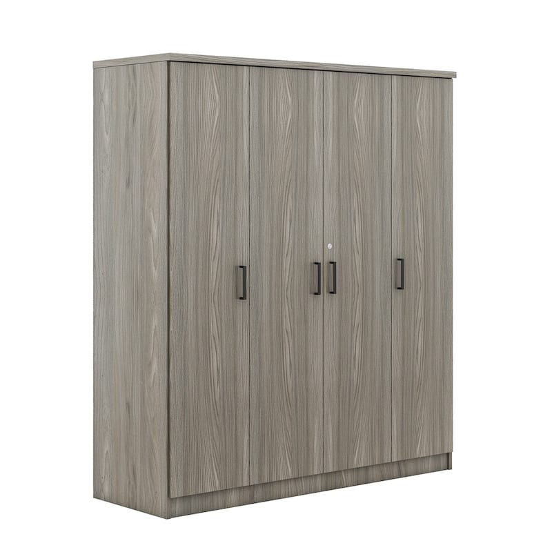 4-Door Wardrobe with 1 Drawer,Armoires with Shelves and Hanging Rods