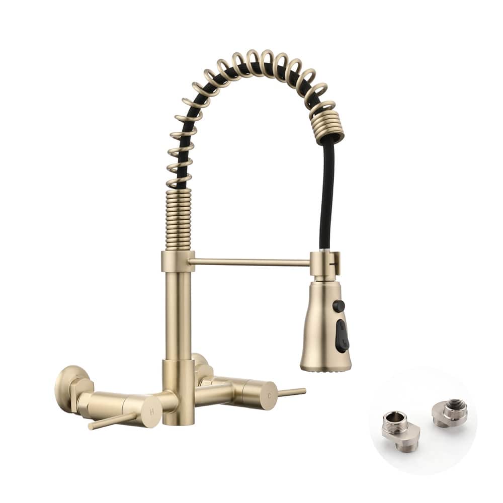 Dornberg Wall Mounted Pull Down Bridge Kitchen Faucet