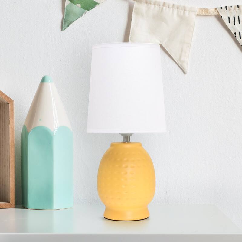 Petite Dimpled Ceramic Table Lamp with Tapered Shade - 12.5" - Yellow
