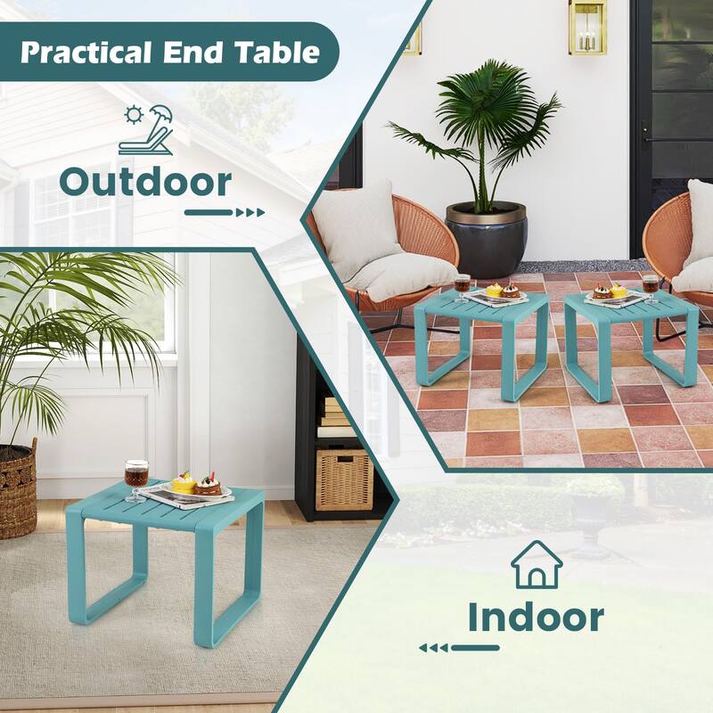 Gymax 3 PCS Patio Furniture Set w/1 Loveseat & 2 Side Tables