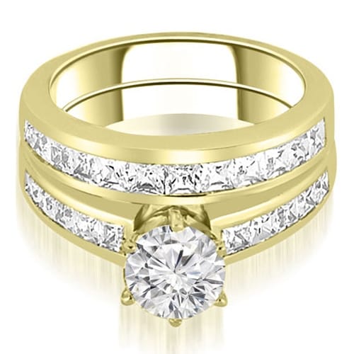 14K Yellow Gold 2.05 ct.tw Channel Set Princess Cut Diamond Bridal Set HI, SI1-2