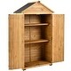 preview thumbnail 15 of 18, Outdoor Wood Lean-to Storage Shed Tool Organizer 3-tier Shelves - 5.8ft x 3ft