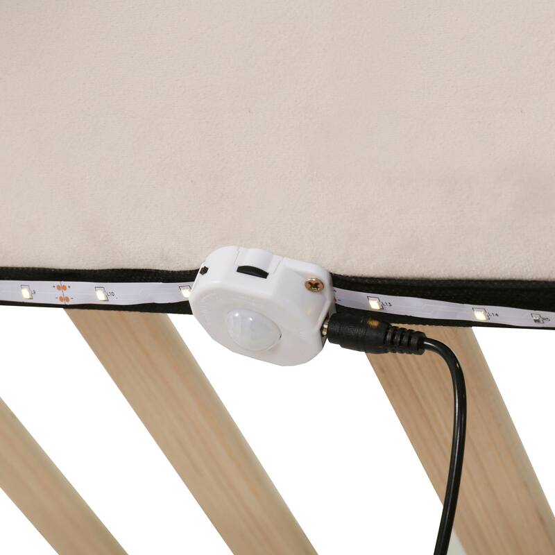 Upholstered Platform Bed w/ Sensor Light & Backrests, 2 Sets of Socket