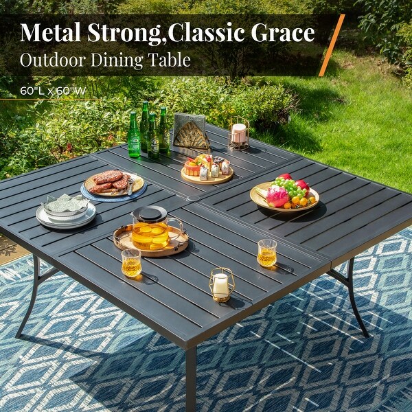 MAISON ARTS 9-Piece Patio Dining Set, 60 Inch Square Metal Table