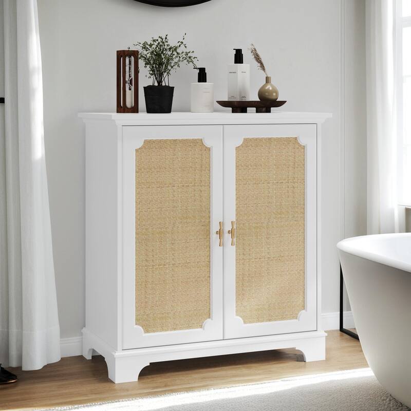Alici Sideboard Storage Liquor Cabinet with Rattan Decorated Doors