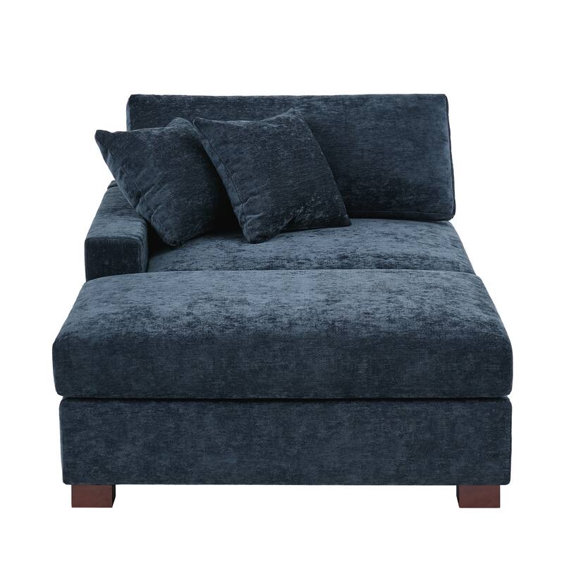 Plush Chenille Single Modular Sectional Sofa Chaise with Pillows