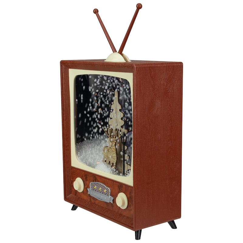 12" LED Lighted Musical Snowing Reindeer TV Set Christmas Decoration