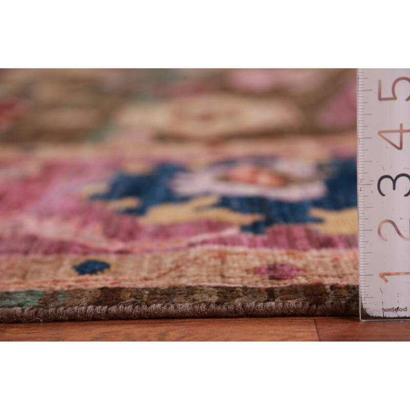 Hand Knotted Oriental 100% Wool Carpet Transitional All-Over Brown Oushak Area Rug - 11' 9'' X 9' 5''