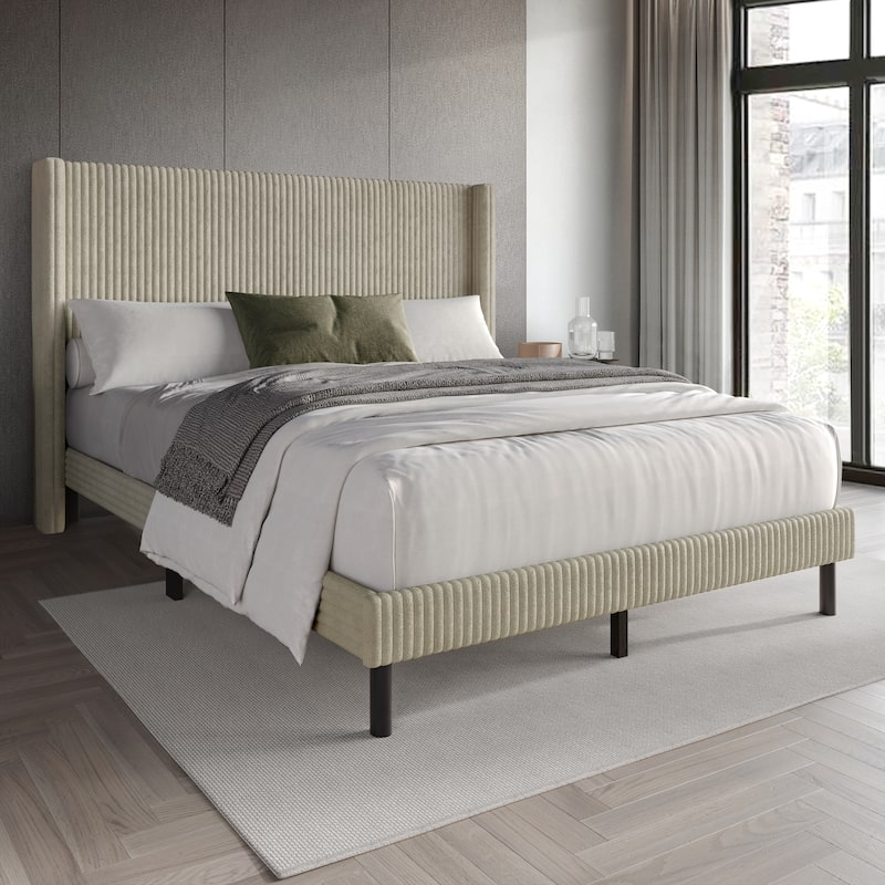 Clayfell Duluth Corduroy Velvet Upholstered Platform Bed