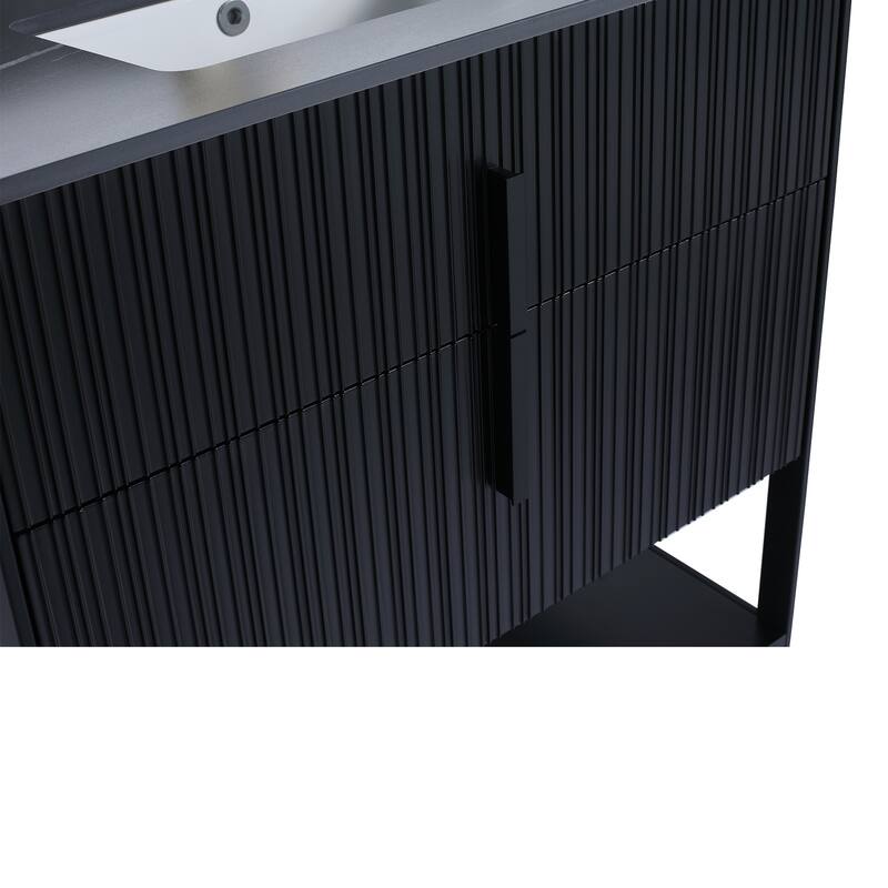 Fine Fixtures Serenity Modern Bathroom Vanity with Black Sintered Stone Top