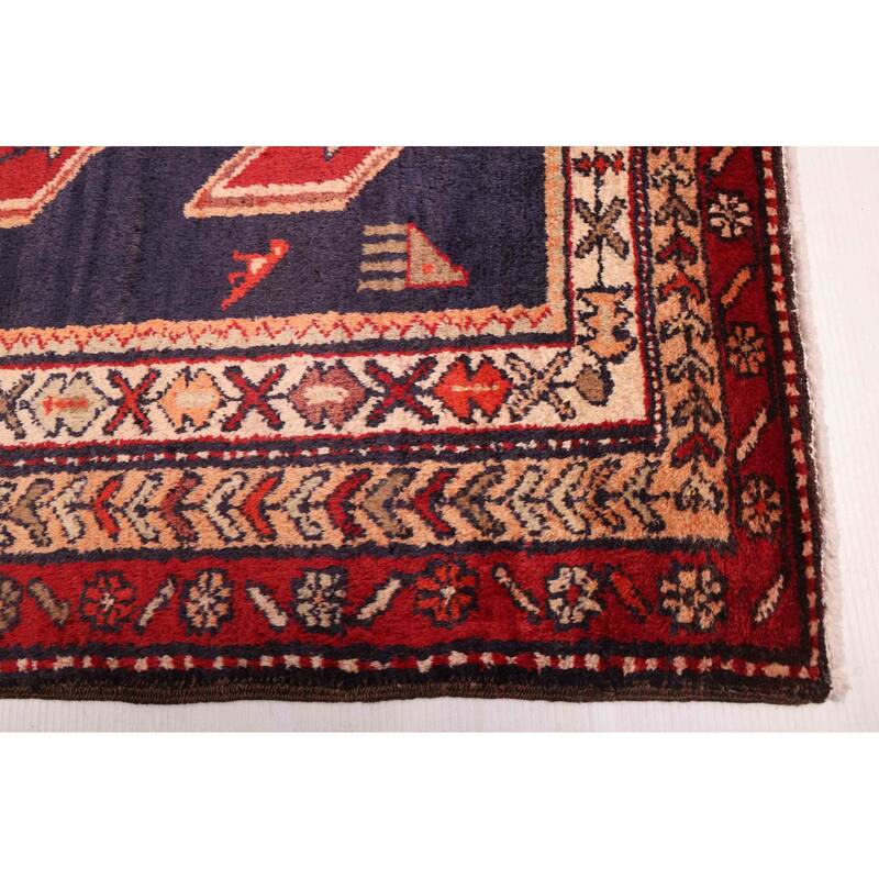 ECARPETGALLERY Hand-knotted Konya Anatolian Dark Navy Wool Rug - 4'2 x 10'4