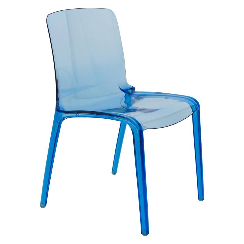 Stackable Acrylic Dining Chair Modern Full Back Transparent Accent Side Chair - Height 32.25", Width 20.5", Depth 21".