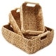 preview thumbnail 11 of 45, Hyacinth Seagrass Oval Storage Baskets with Wooden Handles Woven Bins