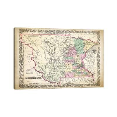 iCanvas "Minnesota Map" by PatentPrintStore Canvas Print