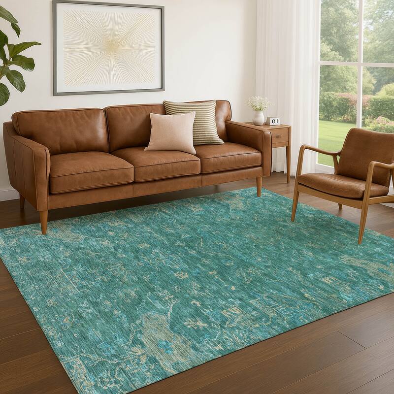 Machine Washable Indoor/ Outdoor Traditional Chelsea Chantille Rug