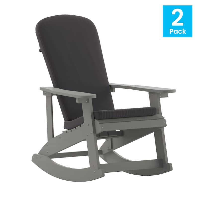 Indoor/Outdoor Rocking Adirondack Chairs with Cushions - Set of 2 - 29.5"W x 37.75"D x 39.5"H