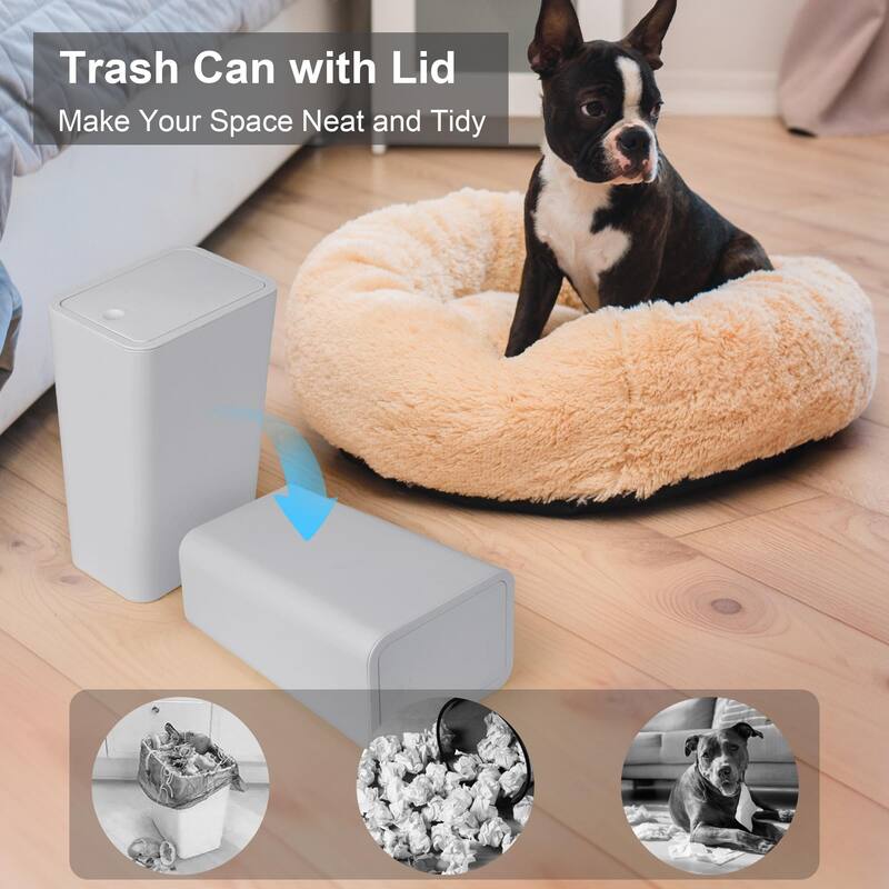 2.6 Gallon Slim Plastic Trash Can with Press Top Lid