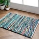 preview thumbnail 35 of 42, Nuloom Boho Handmade Flatweave Chevron Cotton Rug 3' x 5' - Green