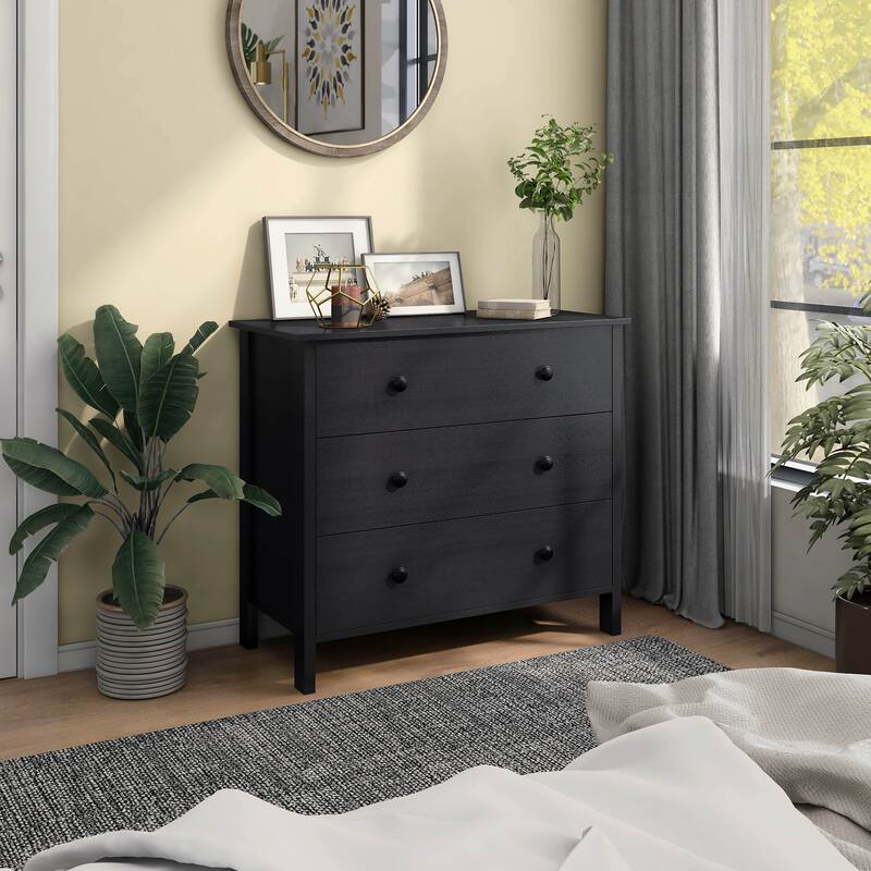 DH BASIC Transitional 34-inch Wide 3-Drawer Neutral Youth Dresser by Denhour