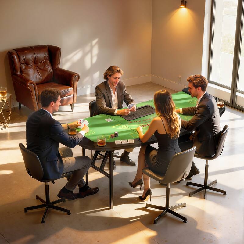Soozier Poker Table Foldable, 72" Portable Folding Casino Blackjack Table for 8 Players, 220 LBS Capacity, Felt Surface,Green - Green