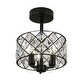preview thumbnail 2 of 8, 3 Light Modern Black Crystal Semi Flush Mount Ceiling Light - 11.81''