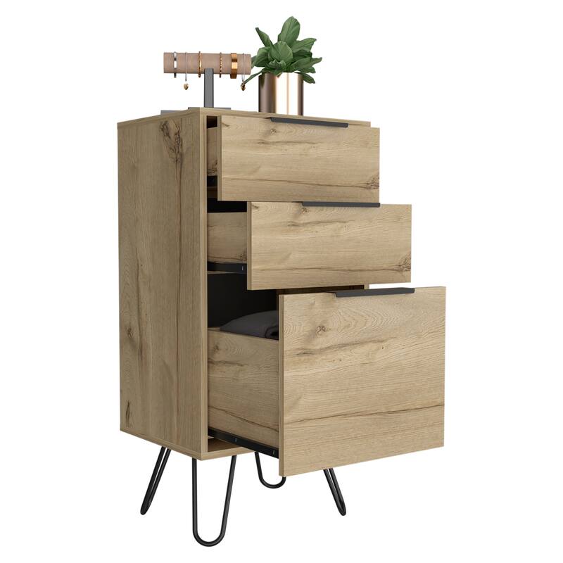 18inch Brown And Black Three Drawer Chest