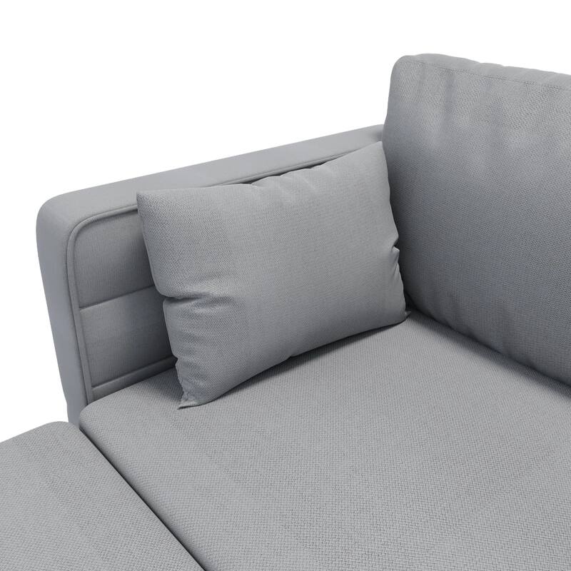 Linen Fabric U Shaped Modular Couch Set with Ottomans and Storage Seats