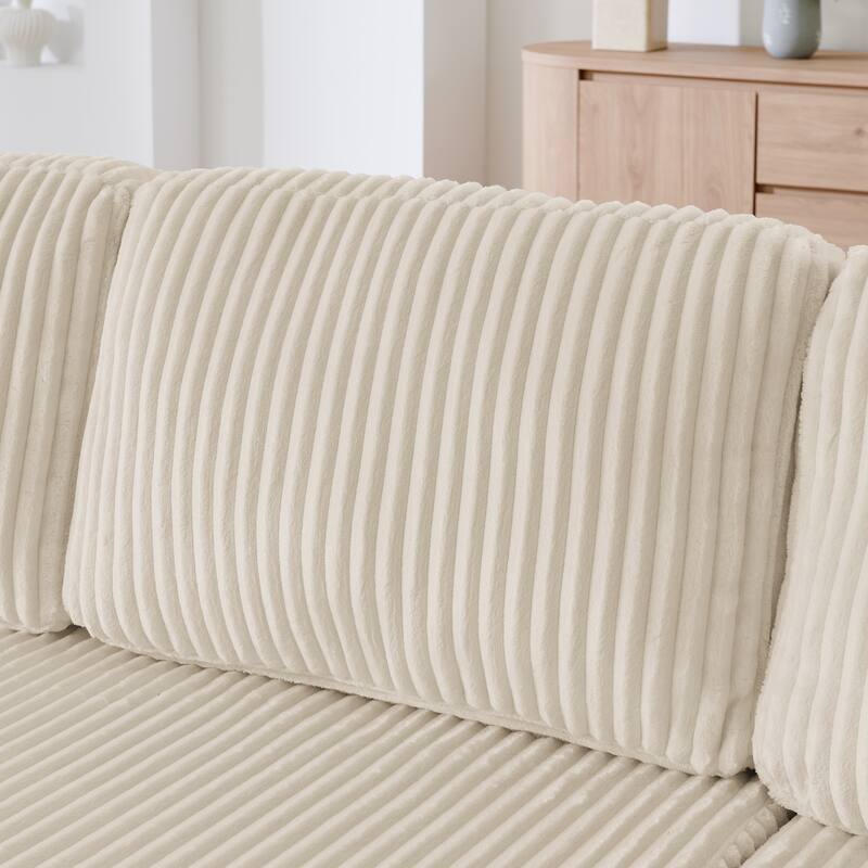 U Shaped Modular Sectional Sofa, Modern Minimalist Corduroy Compressed Couch, Sleeper Sofa for Living Room