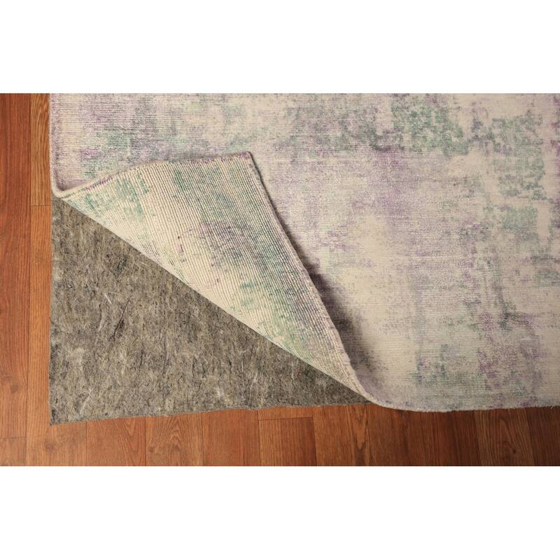 Contemporary Abstract Indian Area Rug Handmade Multi-Color Wool Carpet - 9'0"x 11'8"