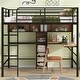 preview thumbnail 15 of 21, Metal Loft Bed with 2 Shelves, a desk and a Hanging Clothes Rack Black - Full
